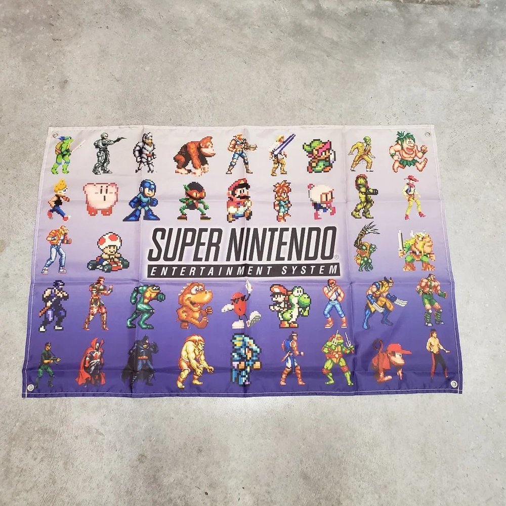 Super Nintendo Characters Custom Wall Flag Banner Tapestry 2 x 3 Ft, SNES
